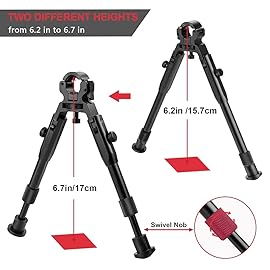 JINSE Clamp-on Bipod, 6.2-6.7 Inches Universal Barrel Bipod, Foldable Lightweight Bipod, Barrel Size: 0.4 to 0.7Inches