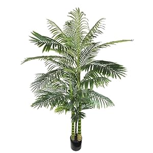 Artificial Areca Palm Tree 6ft Tall, Realistic Fake Plant, Suitable for Indoor and Outdoor Settings, Housewarming Gift