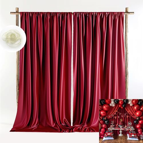 TOAOFY Cortinas de telón de fondo de boda de 10 x 10 pies, 2 paneles de 5 x 10 pies, cortinas para fiesta, ceremonia, aniversario, mascarada, recepción, fondo de fotos, suministros de decoración del