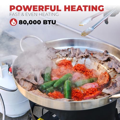 Barton 23" Concave Comal Set 80,000 BTU Propane Burner Stove and Burner Stand, Discada Disc Cooker, Taco Para Carnitas Tortillas Stir Fry Wok