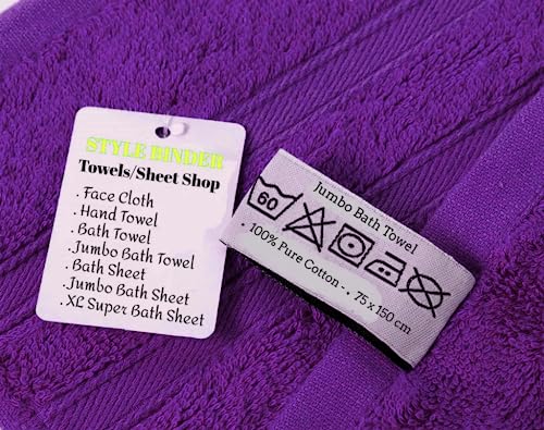 S & B Pack of 2 Jumbo Bath Towels Sheets 100% Pure Cotton Quick Dry Gym, Spa - Image 2