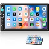Auometo 2DIN カーステレオ 7インチ抵抗式タッチスクリーン搭載Bluetooth内蔵 スマホミラーリング 18局FMチューナー バックカメラ接続 純正ハンドル操作対応 178×100mm 汎用サイズ 車載エンタメプレーヤー(日本語を含む+日本の周波数)
