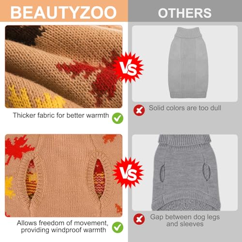 Image of BEAUTYZOO Small Dog Sweater, Plaid Knit Winter Clothes with Harness Hole