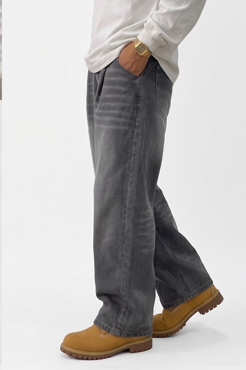Mens Baggy Jeans for Men Women Y2k Skater Vintage Plain Pants Casual Wide Leg Jeans Loose Fit Denim Jeans image 4