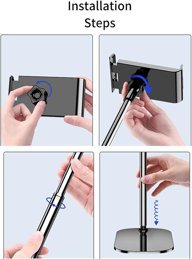 Exclusive Discount 80% Offer Upgrade Cell Phone Stand Tablet Stand with Flexible Gooseneck and Square Base 360 Degree Rotating Floor Stand Tablet Holder for All Phone Within 3.5-10.6 inches