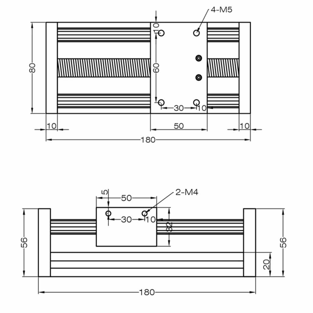 Mandrino lineare, guida lineare, modulo di movimento, slitta di spostamento manuale, corsa 100 mm con scala laser di precisione