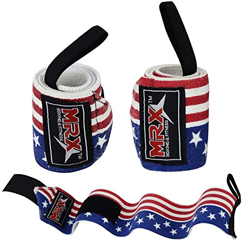 MRX Weight Lifting GYM Training Wrist Wraps For Wrist Support Bodybuilding Workout Crossfit Wrap Men/Women (US Flag)