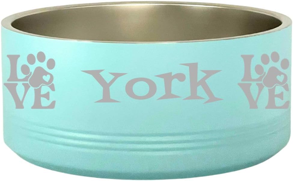 Customized Stainless Steel Dog Bowl, Laser Engraved Designs on Double Wall, Heavy Non-Insulated Bowls for Dogs, Cats and Other Pets (64oz, Black)