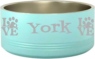 Premium Laser Engraved Personalized, Stainless Steel Dog Bowl, Double Wall Bowl for Dogs, Custom Bowl (64oz, Seafoam)