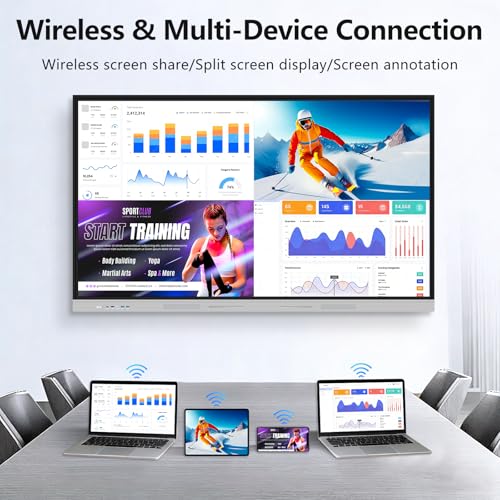 Image of Smart Board 55 inch 4K Interactive Whiteboard Touch Screen, Digital Smart Whiteboard for Classroom and Business with Android 14.0-8+128 GB(Wall Mount Included)