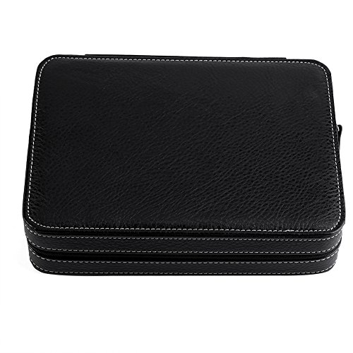 Wandisy Cadeau de Juillet 8 Grilles Montre Affichage Boîte De Rangement Portable De Voyage Zipper De Collecteur De Cas Organisateur Nouveau(Noir) Cover