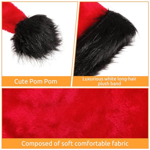 KONVINIT Christmas Santa Hat for Adults - Luxury Long Xmas Party Accessory for Men and Women Red and Black - Image 4
