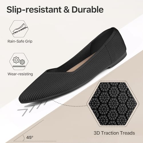 Women Flats Non Slip Work Shoes Pointed Toe Comfortable Dressy Casual Shoes Ballet Flats for Women2