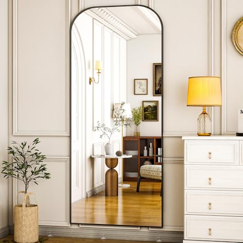 HARRITPURE 71x26 Full Length Mirror with Aluminum Frame - Wall or Leaning Mirror for Living Room, Bedroom, or Cloakroom, Black