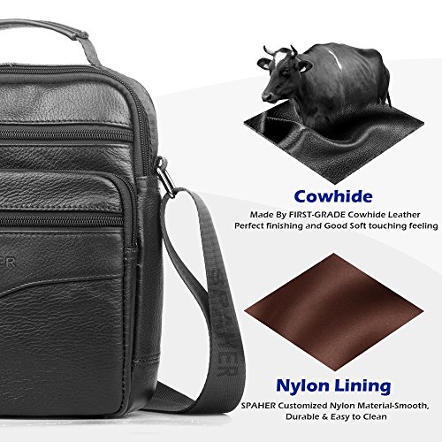 SPAHER Grote Heren Lederen Handtas Schoudertas IPAD Zakelijke tas Cross Body Casual Sling Organizer Reistas met verstelbare schouderriem - Image 4