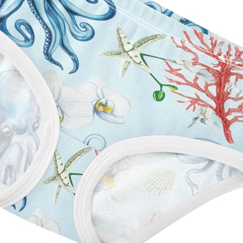 Fish Octopuses Sea Blue Panties Little Girl Toddler Girls Underwear Cotton Aesthetic Kids Briefs Undies 2t4