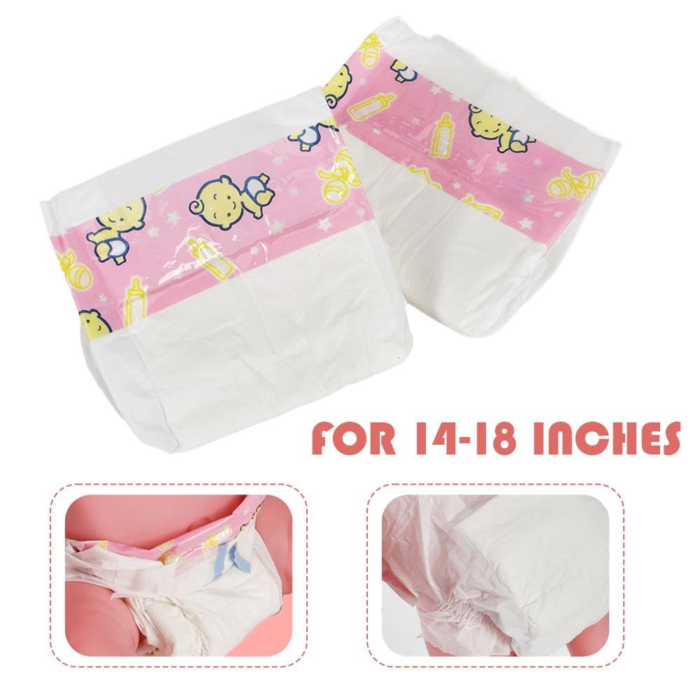 Baby Doll Diapers Pack,10PC Reborn Dolls Diapers Refill for 14~18 Inch Baby Doll Accessories,Reusable Newborn Dipaers,Adjustable Babydoll Underwear Newborn Underpants Accessories — view 2
