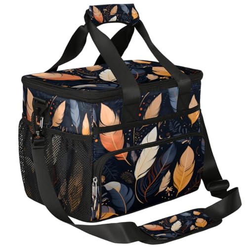 Abstract Insulated Picnic Backpack Lunch Box for Women Men Picnic Basket Tote Lunch Bag Picnic Bag Portable Lunch Bags for Picnic, Beach, Work, Trip,Office, Camp Beautiful Bird Feathers