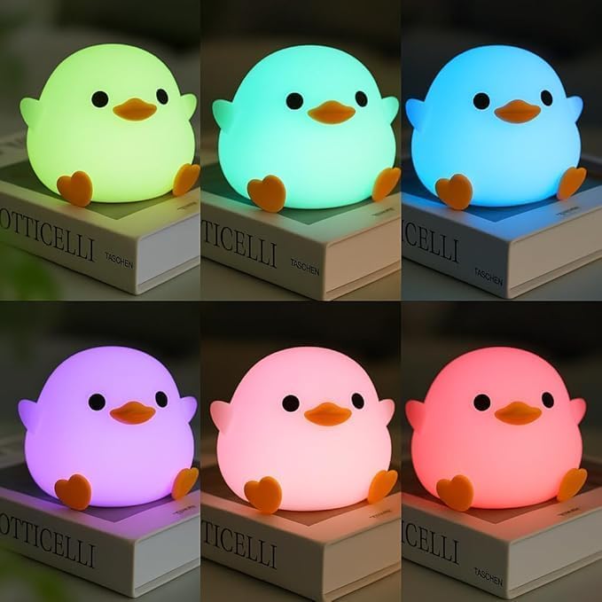 Image of Duck LED Night Lights Touch Sensor, USB Rechargeable, 7-Color Changing Lamp for Kids' Room & Baby Gift (Duck-LAMP)