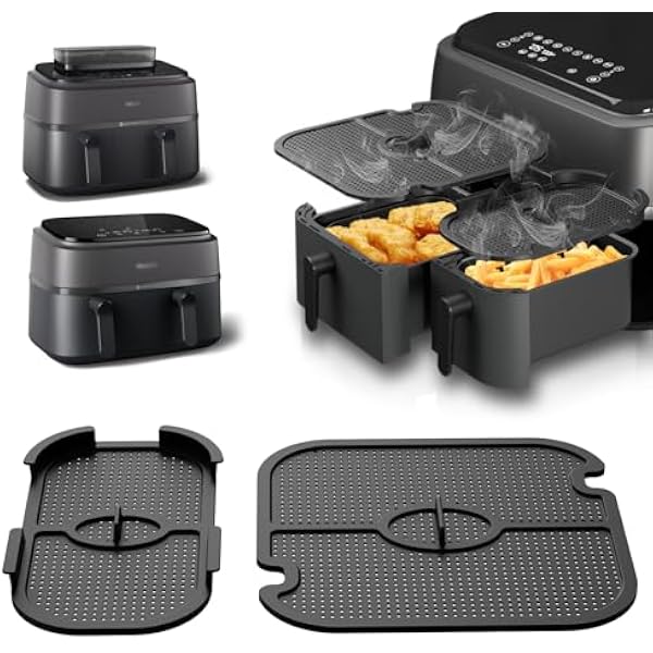 Osłona przeciwbryzgowa frytkownicy do Philips Dual Basket 9L, 2 sztuki, kompatybilna z modelami do Philips serii 3000 NA350 i 5000 NA550, wielokrotnego użytku, osłona przeciwbryzgowa