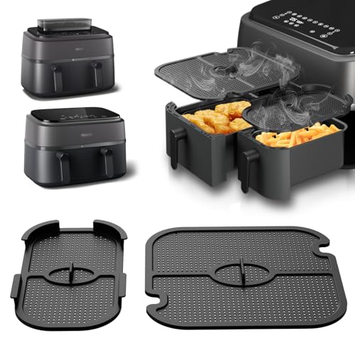 Heißluftfritteuse Spritzschutz für Philips Dual Basket 9l, 2 Stk Airfryer Spritzschutz für Philips 3000 Serie NA350 & 5000 Serie NA550, Wiederverwendbar Heißluftfritteuse Zubehör Gitter gegen Spritzen