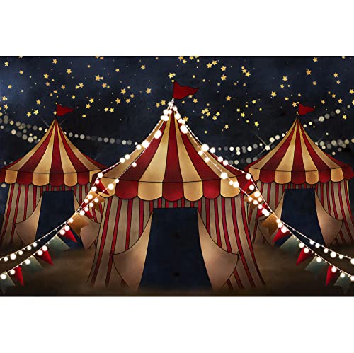 Renaiss 3x2.5m Fondo de Circo Rojo Blanco Cielo Nocturno Carnaval Carpa Grande Fondo de fotografía Baby Shower niños Fiesta de cumpleaños decoración Vinilo Accesorios de Estudio fotográfico