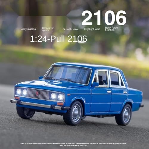 Image of WORSHIPER Diecast 1:24 Lada 2106 Alloy Car Model High Simulation Metal Toy Classic Car Vehicles Model Sound Light Collection Children Gift [Multicolor]
