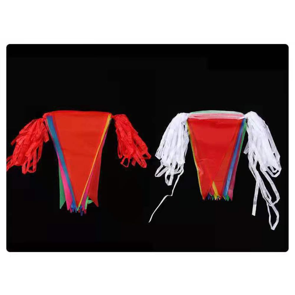 Wambere 5 Stück Wimpelkette Bunt Dreieck Flaggen Wimpel Girlande Wimpel Banner Willkommen Girlande Geburtstagsgirlande Wetterfest Stoff Wimpel Deko Girlande Bunt für Hochzeit Party Festival,Weiß A,L
