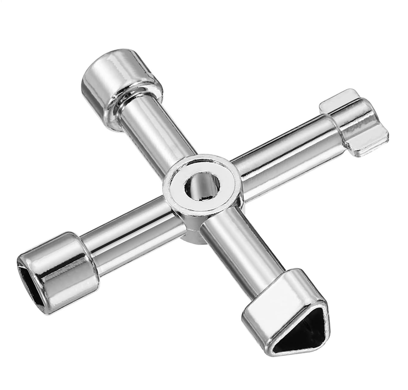 4-Way Multifunctional Cross Wrench, Universal 4-Way Key - Open Key for Electricity & Gas Meter Cabinets (Silver)