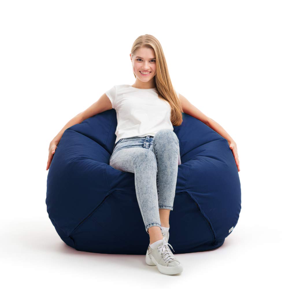 Bruni Pouf Classico XL Bleu‑Gris – Gros Pouf Salon/Chambre pour Adultes, Pouf Poire géant, Bean Bag intérieur et extérieur avec Housse Lavable en Machine