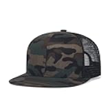Wholesale Blank Flat Bill Mesh Hat Adjustable Strap Plain Blank Camouflage Hat Unisex Baseball Cap for Trucker Men Women