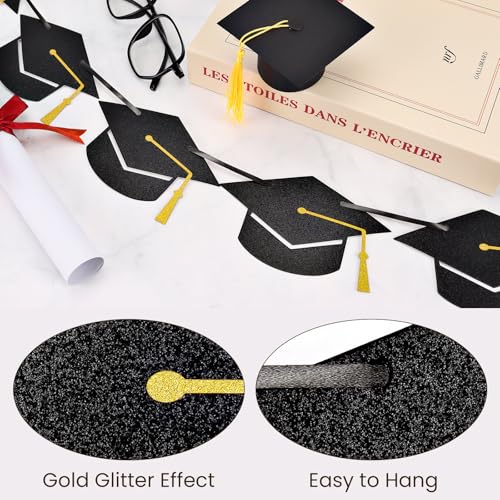 Image of Graduation Grad Caps Banner Garland, Graduations Party Banner, Grad Congrats Class of 2026 Party Decorations for College High School Graduations Party Supplies (Graduation Cap Garland)