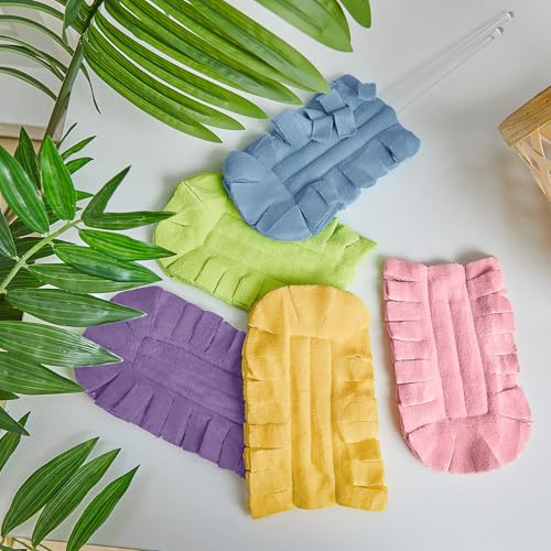 Image of Zubebe 12 Pcs Reusable Duster Refills Fleece,Rainbow Colors | Soft Polyester Fiber Flat Duster Refill Multi Surface Washable Cleaning Pad Tools for Home, Blinds, Car, Pet, Furniture, Fans