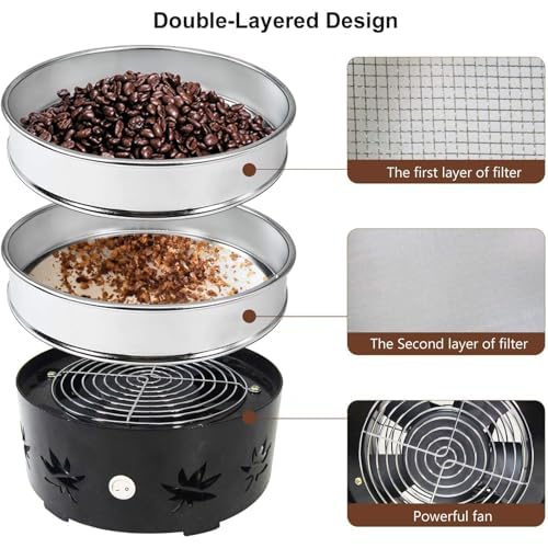 Refroidisseur de grains de café, machine de refroidissement électrique pour torréfaction de café avec radiateur à filtre, capacité de 600 g, refroidissement rapide pour obtenir une meilleure saveur