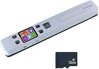 JMT Mini Document Images Scanner 1050DPI Scan A4 Size JPG/PDF Formate High Speed Portable LCD Display Wireless Wifi Handheld Scanner (No Wifi White 32GB)