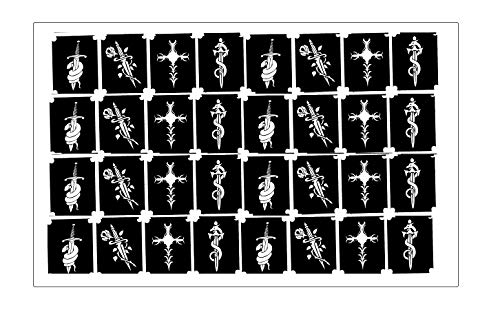 Tattoo Stencil Collections (32 Tattoo Glitter Airbrush Stencil Dagger)