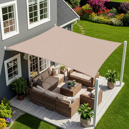 Sunnylaxx 3x4.5m Sonnensegel Rechteckig Wasserdicht Sonnenschutz Sunsegel Color Taupe 95% UV-Schutz für Außenbereich Garten