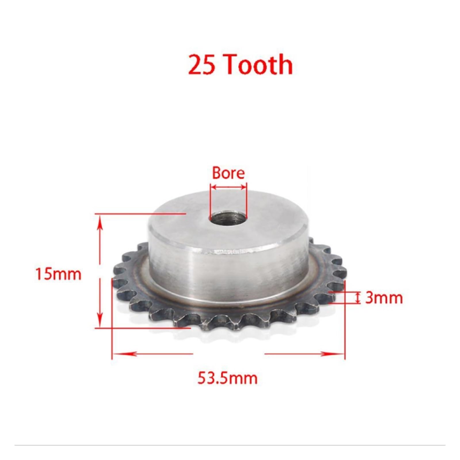 Bevel Gear Pinion Hardware Mechanical 04C Chain Drive Sprocket 25-45Tooth 45# Steel Chain Gear Pitch 6.35mm Industrial Sprocket Wheel(25 Teeth)