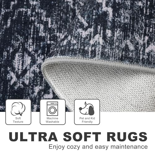 KILOCOCO Boho Entryway Rug 2x3 Printed Small Area Rug Indoor Door Mat Machine Washable Kitchen Rugs Super Soft Non Slip Throw Rugs for Bedroom Entrance Geometric Laundry Room, Black