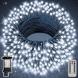 Ollny Outdoor Christmas Tree Lights – 40M 400LED Christmas Fairy Lights Mains Powered with 8 Light Modes/Timer…
