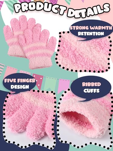 Image of SATINIOR 5 Pairs Kids Gloves Full Fingers Knitted Warm Gloves Winter Mittens for Little Boys and Girls Daily Supplies
