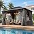 Aoxun Hardtop Gazebo 10x12, Aluminum Frame Canopy with Double Galvanized Steel Roof, Outdoor Gazebo with Breathable Netting and Privacy Curtain for Backyard