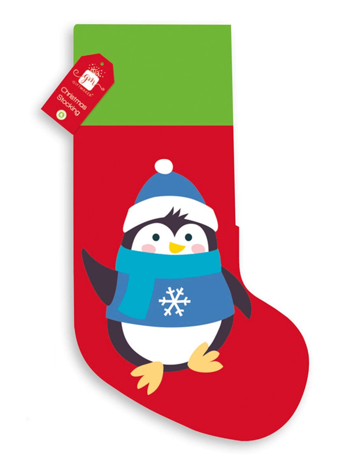 Giftmaker Childrens Novelty Christmas Stocking Red & Green Penguin Design