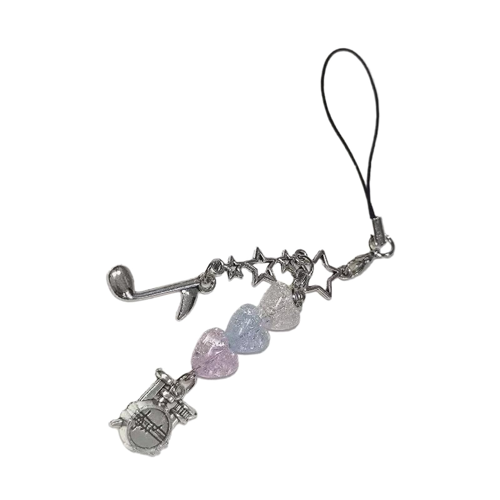 NEWFT Unique Drum Note Heart Bead Phone Strap Colorful Beaded Keychain Pendant Fashion Bag Accessory for Everyday Use