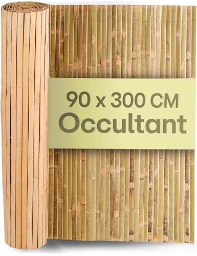 Praknu Brise Vue Balcon Bambou 90 cm - FSC® Certifié, Bambou Naturel - Polyvalent à l'Intérieur...