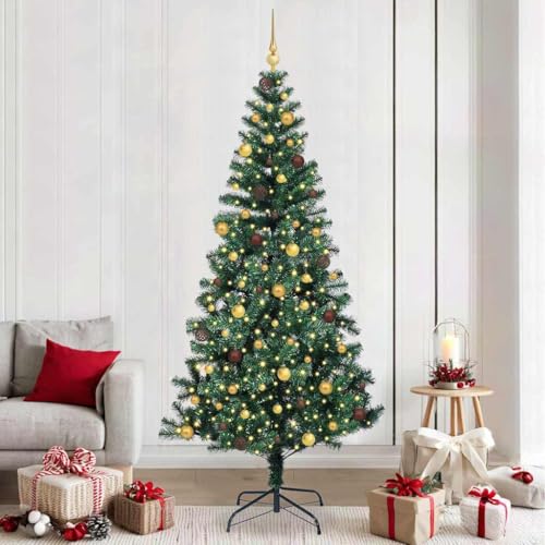 Árbol de Navidad artificial preiluminado verde 240 cm sin enredos de luces 2