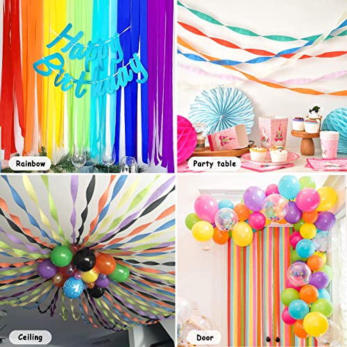 Image of 24 Rolls Crepe Paper Streamers, 24 Colors Rainbow Pastel Streamers Party Supplies for Birthday Party Baby Shower Rainbow DIY Christmas Halloween Wedding Ceremony Various Large Festivals Decoration