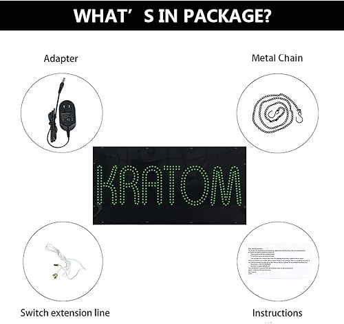 Miniatura 6 de Letrero LED Kratom para negocios, superbrillante LED abierto para tienda de humo, señal de publicidad eléctrica para tabaco, tienda, vaporizador,