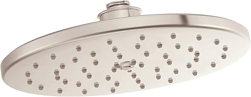 Moen S112NL Waterhill - Cabezal de ducha tipo lluvia de una función de 10 pulgadas con tecnología de inmersión a un caudal de 2.5 GPM, níquel