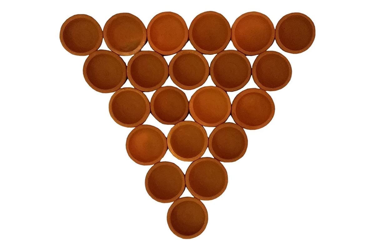 The Value buy Hand Made Mitti ka Diya / Mud Deepak / Clay Deepak / Diya / Deepak / Mud Clay lamp - Deepak (Diyas)-Set of 21 Pieces